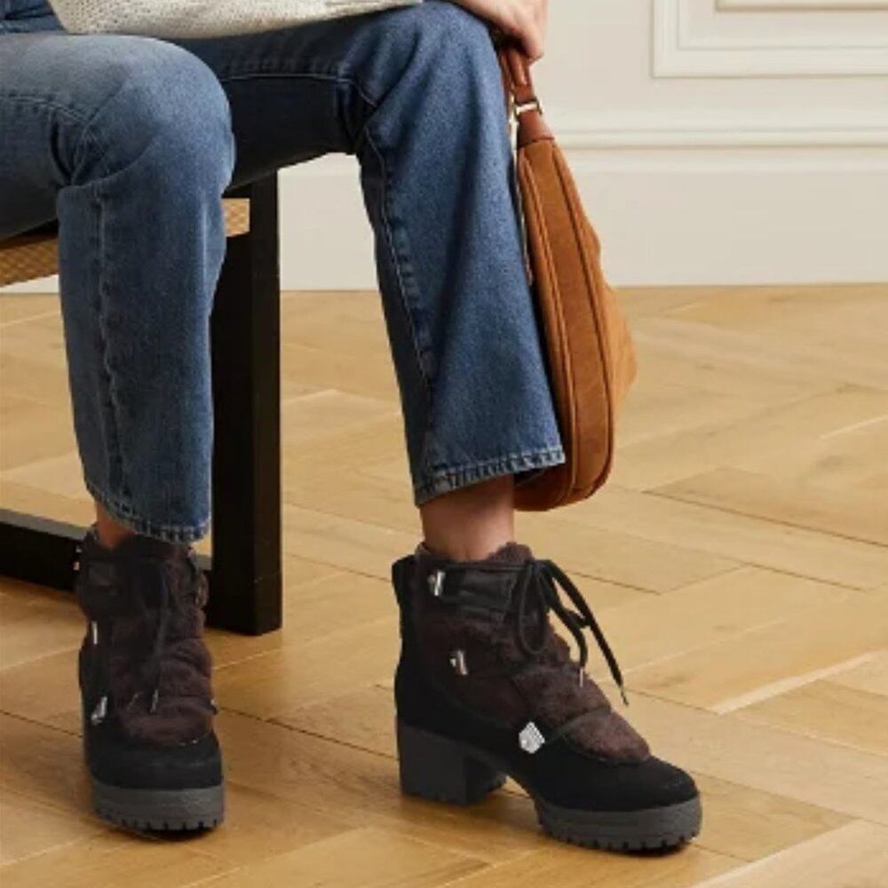 SEE BY CHLOE Karla Shearling Leather Hiking Booties
